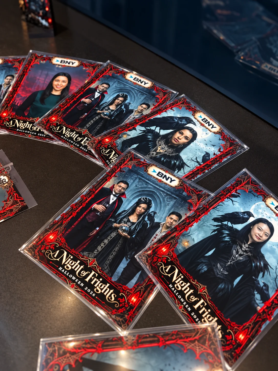 Individual and group BNY Halloween photo prints with coordinated A Night of Frights borders