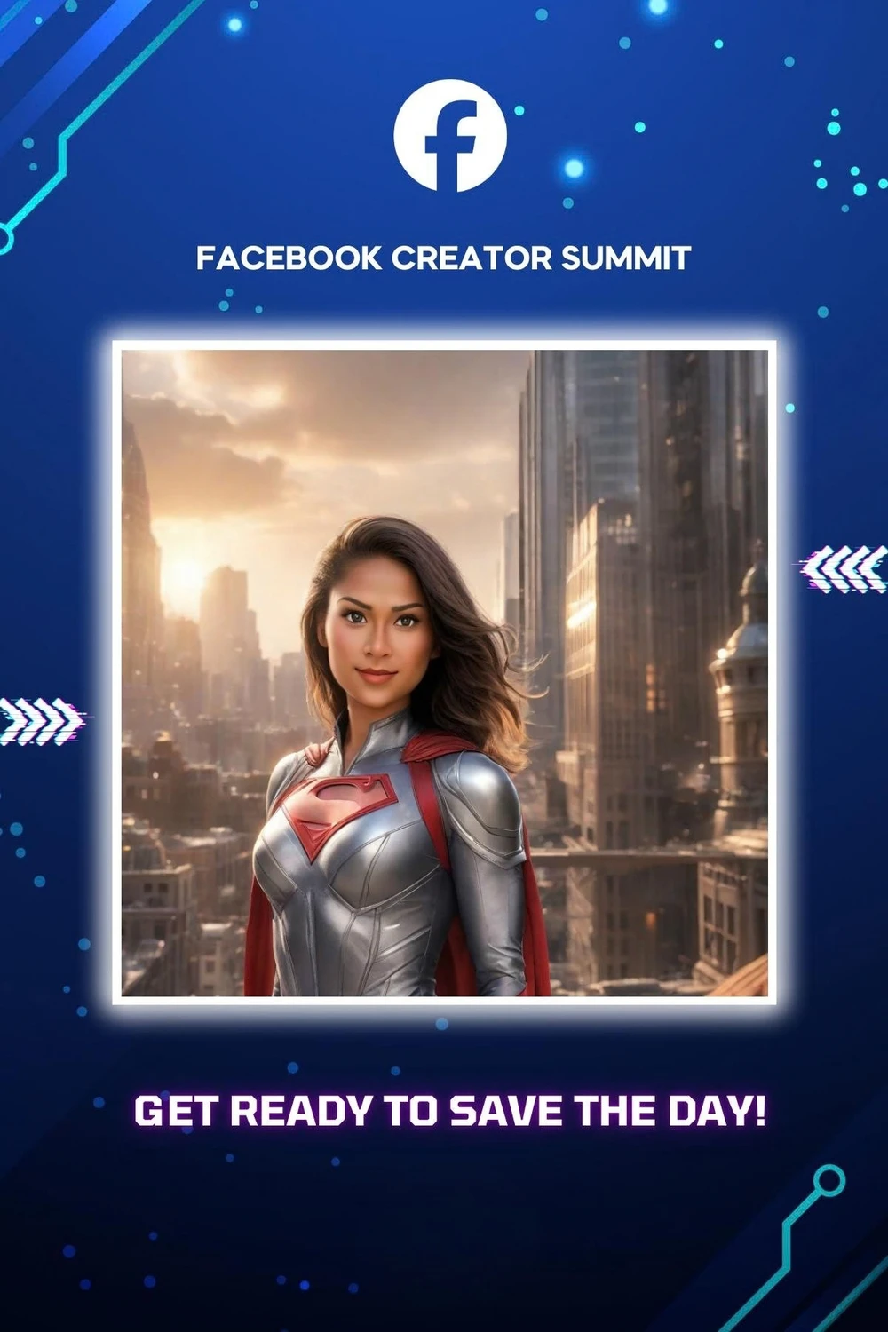 Branded portrait from the Facebook Creator Summit AI photo experience